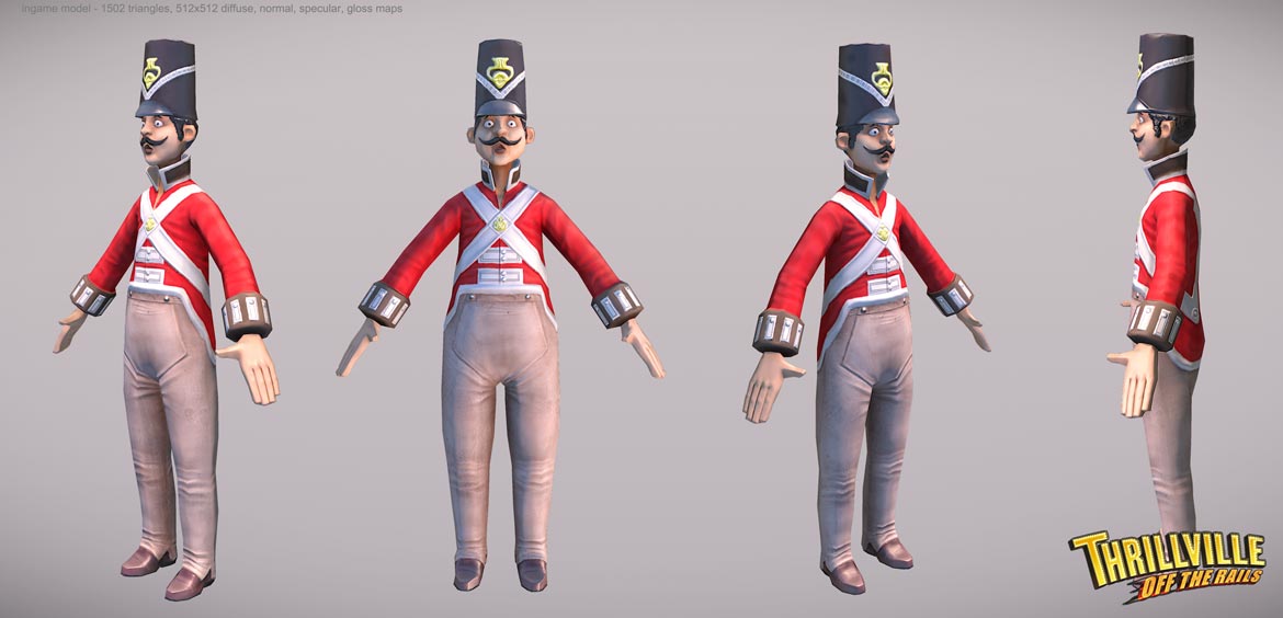 Thrillville: Off the Rails - Red Captain low poly